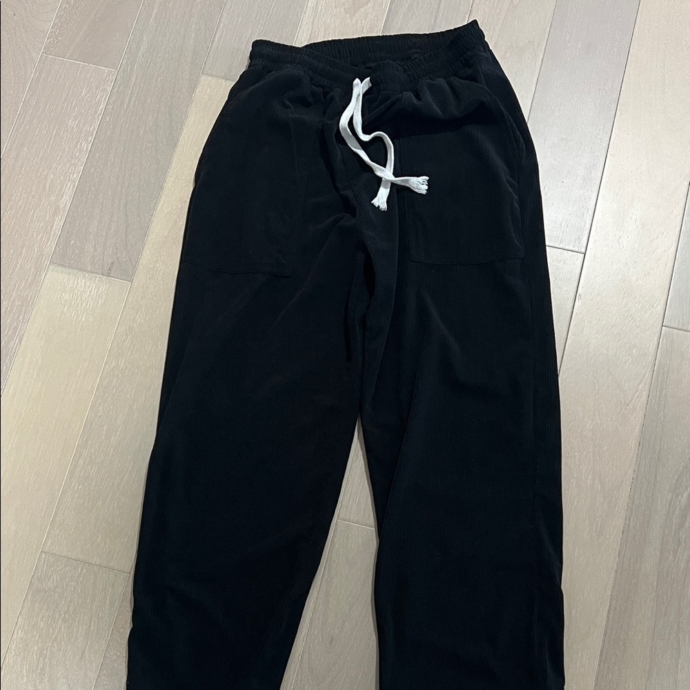 Corduroy Black Men's pants with Drawstring size L